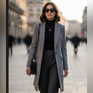 Banana Republic Black and White Blazer Wool Blend Notched Lapels